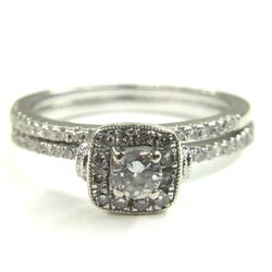 10K White Gold Diamond Bridal Set Size 7