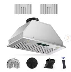 Tylza 30 in. 900 CFM Convertible Ductless to Ducted Insert Range Hood in Stainless Steel with Charcoal Filter 2 3-Watt LED