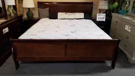 Brand new brown/black/gray/white queen sleigh bedframe