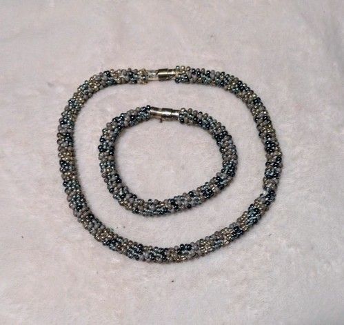 Necklace Bracelet Matching Silver Black Beaded Necklace Bracelet Set