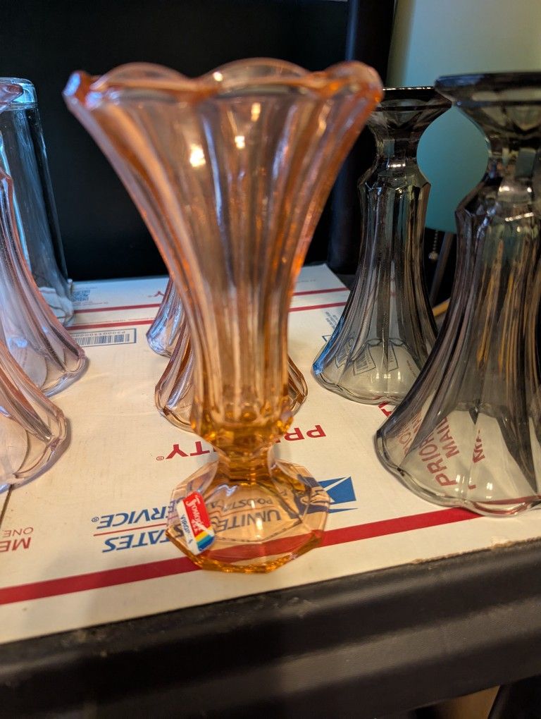Peach Fostoria Vase