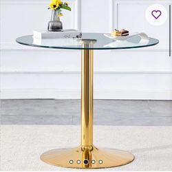 All modern Glass Gold Table Round Bistro Dining Table 