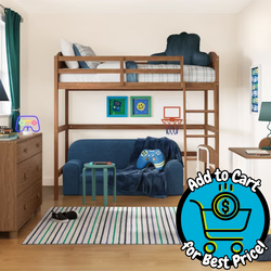 Mainstays Kids Washable Striped Area Rug, Blue and Green, 5' x 7'ft