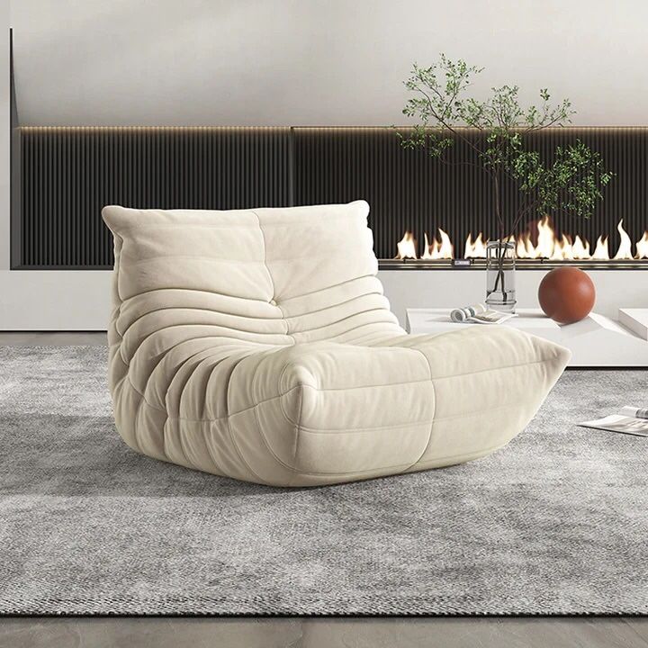 25Home: Beige 33.5" Lazy Couch,***Free Delivery