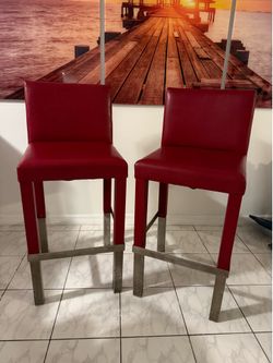 Red leather Bar stool chairs for both !!