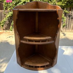 Vintage Primitive Country Wooden Corner Curio Shelf