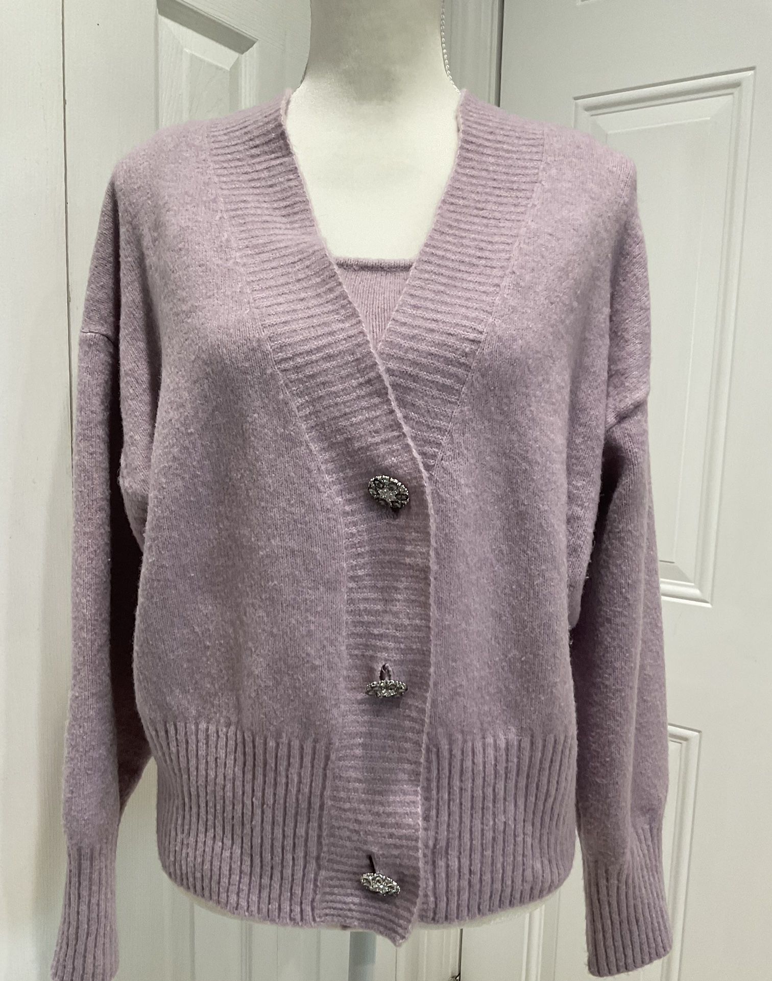 H&M Women’s Polyester/Acrylic/Wool/Elastane Blend 2 Piece Cardigan, M