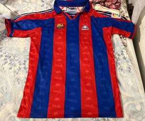 Kappa FC Barcelona Barca Soccer Jersey Shirt Blue Red Striped Colors