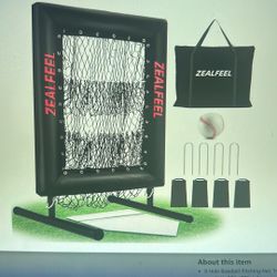 NEW Baseball Pitching Net. Pro 9 Hole Pitching Net w/Strike Zone Target, 5 Height Adjustable, Easy Setup Trainer Net for Baseball/Softball w/Ball/Home