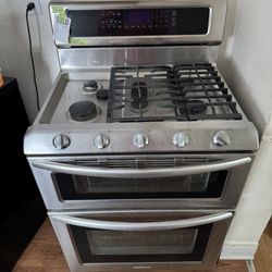 30in Kitchen Aid Gas Double Oven Range Stainless Steel