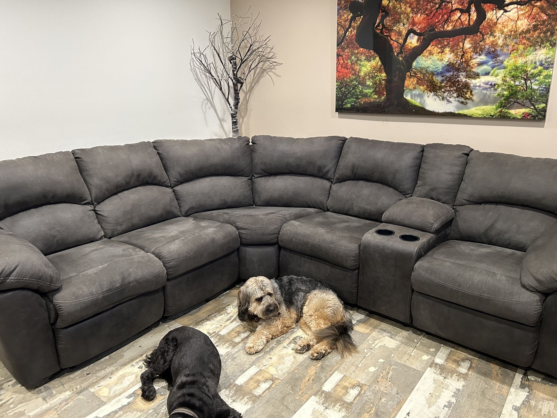 Sectional Couch Double Recliners Hardly Used