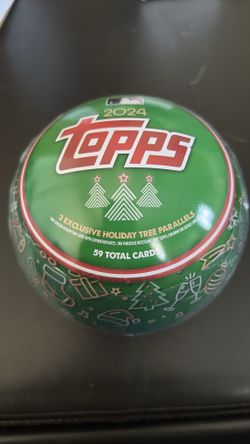 Baseball cards 2024 Topps Holiday Tin Ornament New 59 Total Cards Factory Sealed
