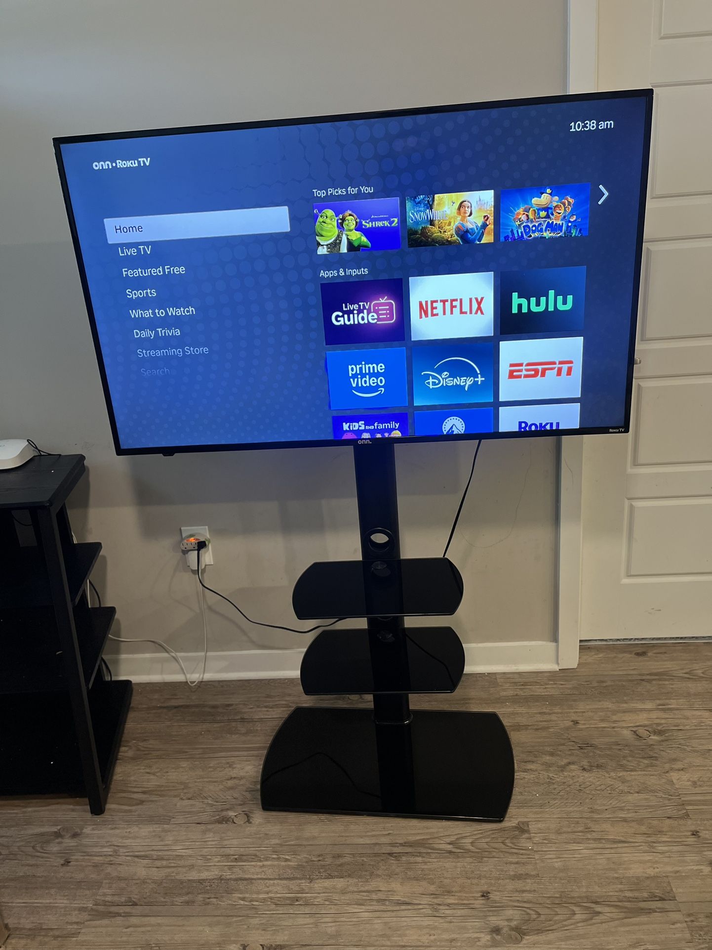 Fitueyes Floor TV Stand w/ Glass Shelves β Like New! Holds 32"β65" TVs β $40