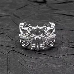 Iced Chrome Double Floral ring