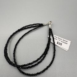 Thai Black Spinel 3 Row Bracelet