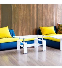 Glass Top Coffee Table White Frame