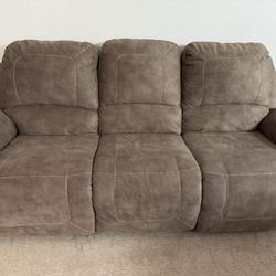 Suede Manual Reclining Sofa (92” W x 40” H x 33” D ) 