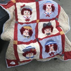 Raggedy Ann and Andy Quilted Kidd Blanket 