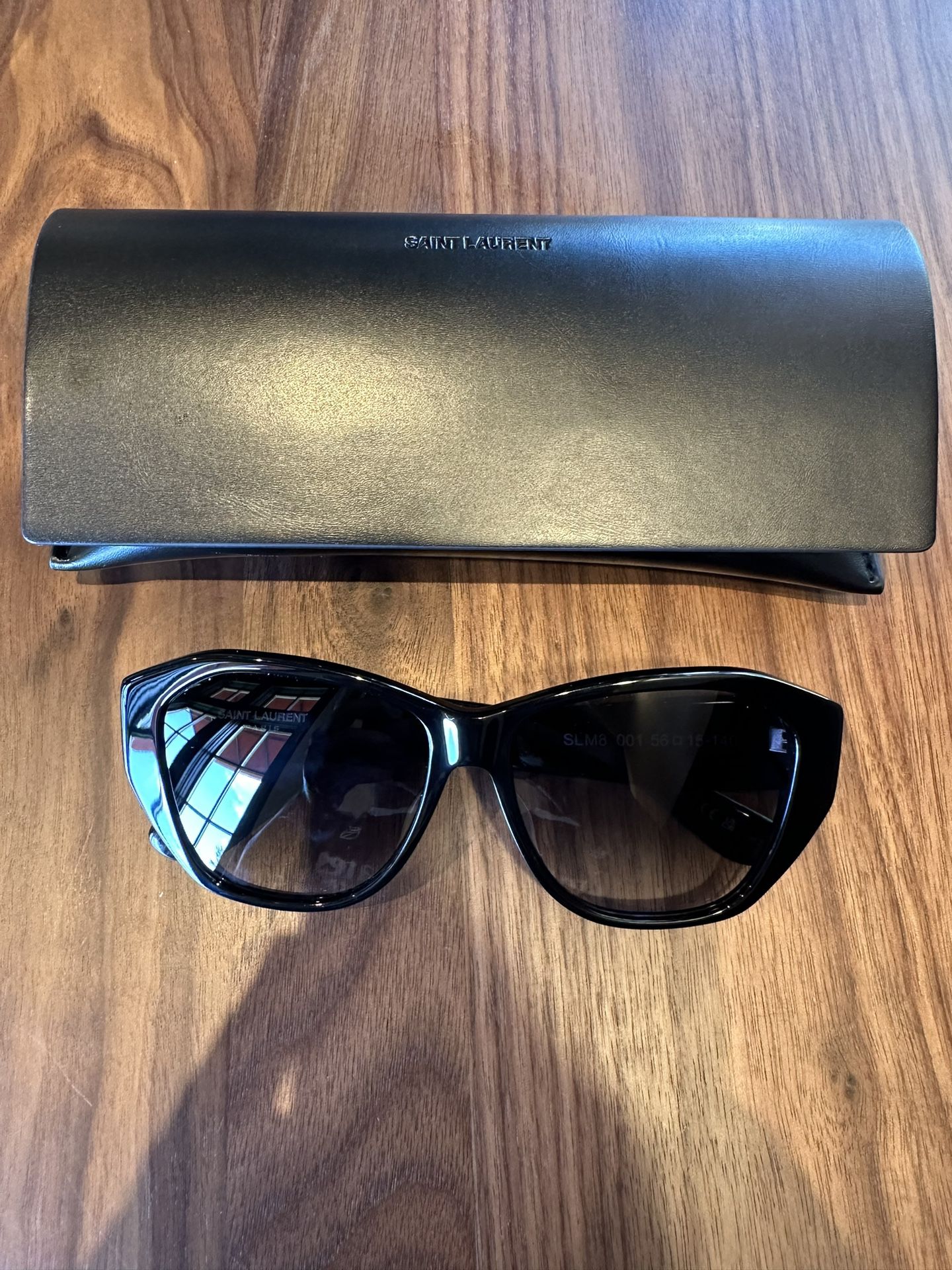 Saint Laurent YSL SLM8/F 001 Black Gold Logo 57mm Women’s Sunglasses New.