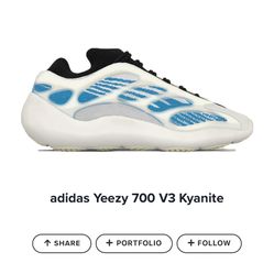 Trade Fpr Carmines Plus Cash Addidas Yeezy 700 V3 Kyanite Size 11