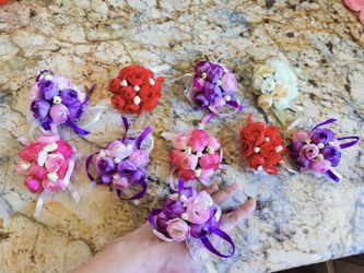 Wrist Corsages – Silk Flower Wristlets, NEW – Multiple Colors, Prom/Wedding