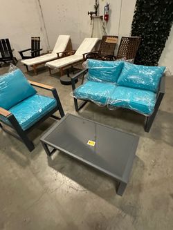 Moving Sales Last 2 Days!! New 3 pcs Aluminum Outdoor Patio Conversation Set Loveseat Table Chair