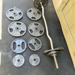 CURL BAR AND WEIGHTS 90 LBS WEIGHT