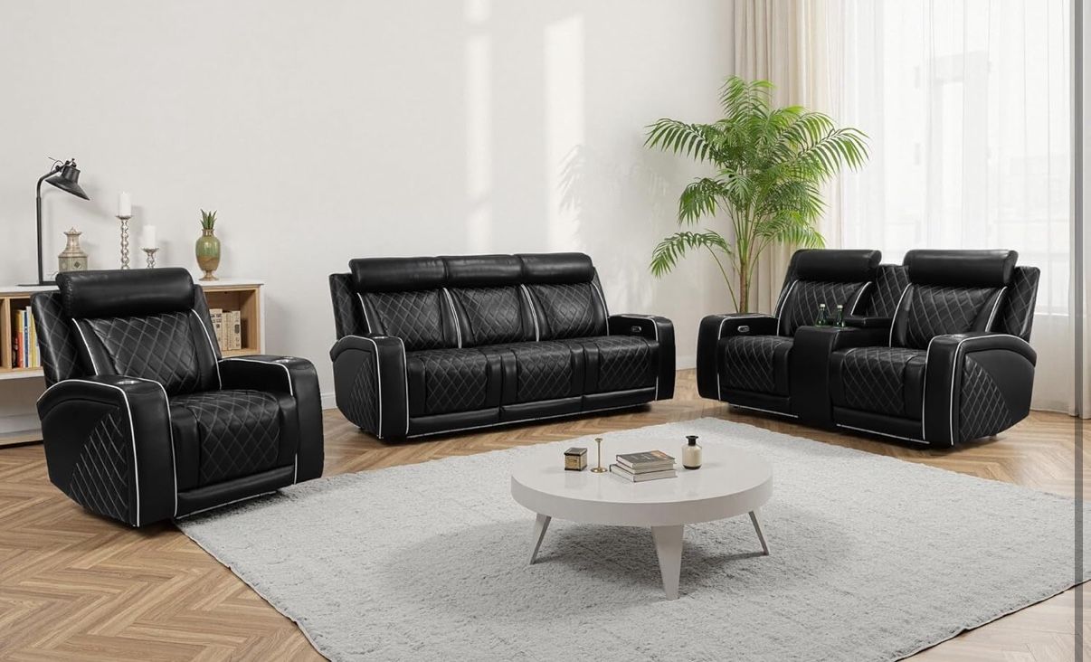 New Power Reclining Couch 3-Pc Set — Sofa • Loveseat • Chair  
