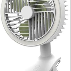 Usb Clip On Fan Portable Oscillating Cooling Fan 3 Speeds With Sturdy Clamp Led Lamp For Office Dorm Bedroom Fans(White)