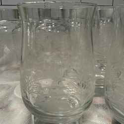 Set of 12 Libbey Etched Winter Tree Glasses – Heavy Base Holiday Tumblers