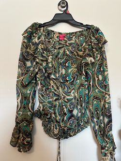 Paisley puff-sleeve blouse