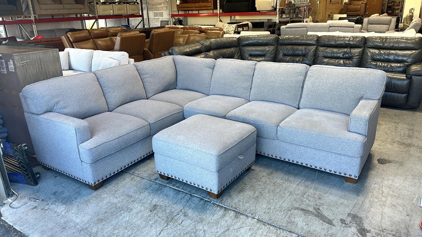 Thomasville Emilee Fabric Sectional with Storage Ottoman