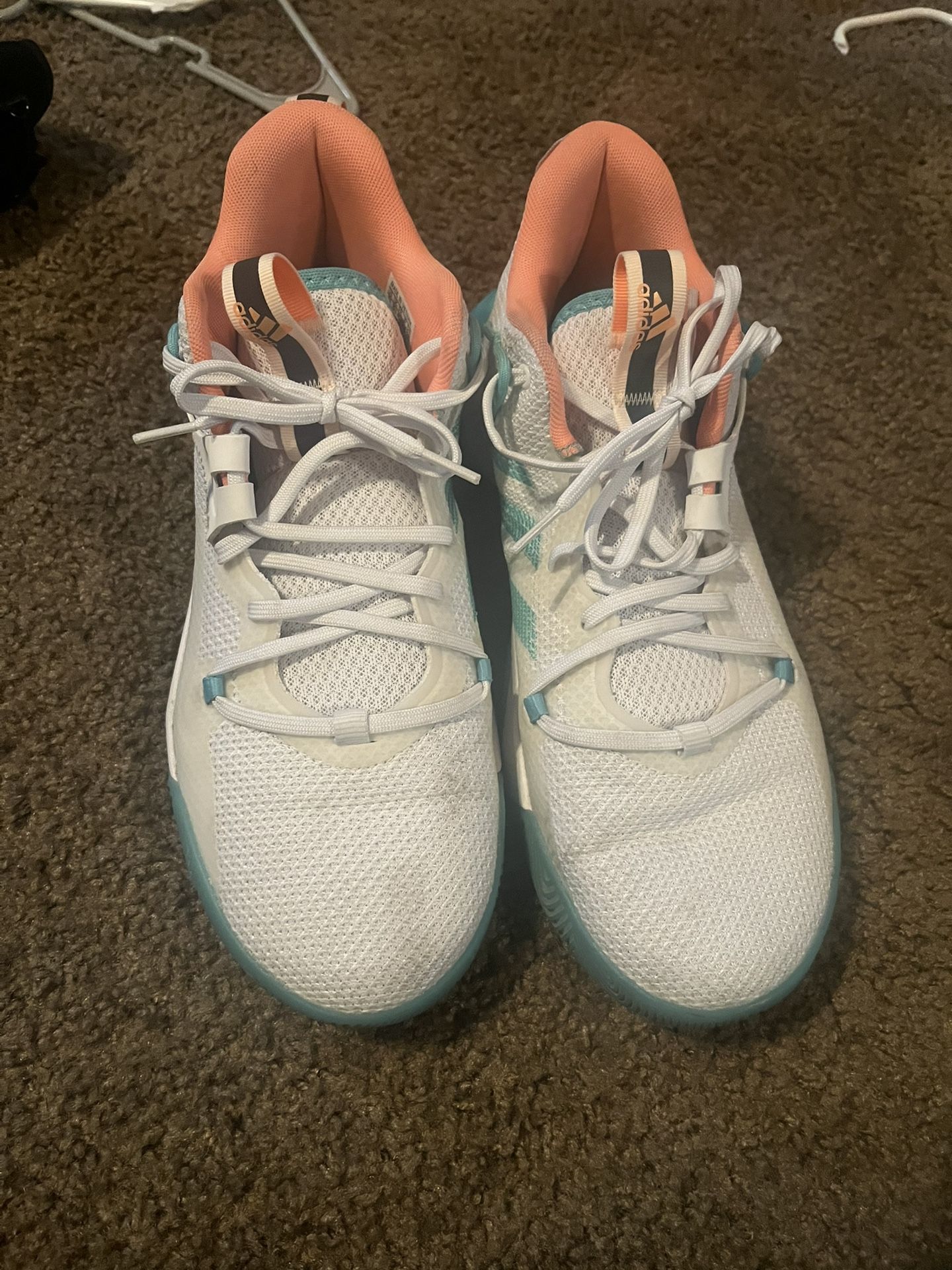 Adidas White, Turquoise And Pink Shoes