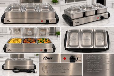 Oster Triple Buffet Server / Food Warmer â 3-Tray Stainless Steel