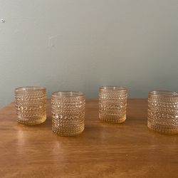 Set Of 4 Orange Votive Candle Holders