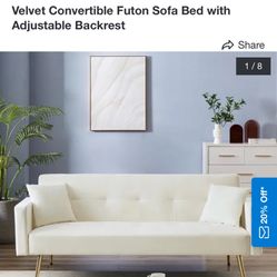 sofa bed 73inch （brand new all in the box）Velvet Convertible Couch Bed,Futon Sofa Couch Sleeper Bed with Square Arms and Gold Metal Legs for Living Ro