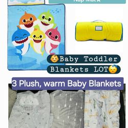Lot of Baby Toddler Blankets & Travel Nap Mat **Warm, Thick, Plush & Soft*BUNDLE
