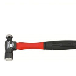 Hammer: Fiberglass, Steel, 24 oz Head Wt, 1 3/8 in Face Dia, 14 in Overall Lg, Textured Grip

