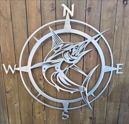 Custom 4Ft Aluminum Marlin Compass Metal Wall Art