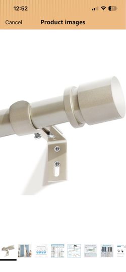Curtain Rods for Windows 16 to 48 or 60 Inches Max Adjustable Length 1 Inch Diameter Window Curtain Rod with Aluminium End Cap, Brushed Nickel