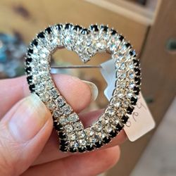 New Rhinestone Heart Brooch