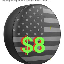 Spare Tire Cover for RV Trailer, Waterproof Leather Wheel Cover with American USA Flag, Camper Spare Tire Cover Fit for Jeep Wrangler Rv SUV Truck Tra