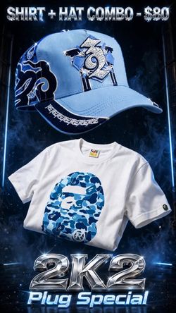 BAPE Camo T-Shirt and Rhinestone Hat Combo