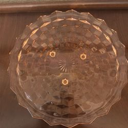 vintage pink depresssion glass serving bowl&handled tray set