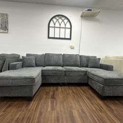Gray U- Shape Sectional Sofa 