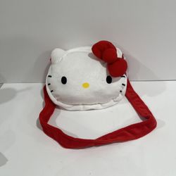 Sanrio 2006 Hello Kitty Face Small Red Plush Purse Zipper Girls Bag NWT