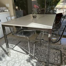 İkea Table And 3 Clear Chairs 