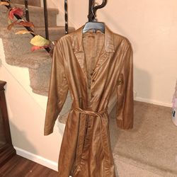 100% Brown Leather Full Length Women's Jacket 