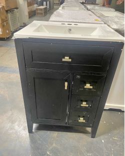 Newly Assembled 24” Solid Wood Frame Bathroom Vanities with Undermount Ceramic Sink