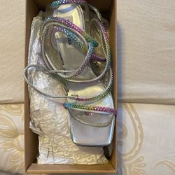 STEVE MADDEN RAINBOW HIGH LACE UP SILVER